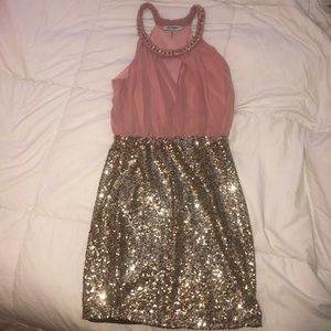 pink gold sequin semi/formal/homecoming/prom dress